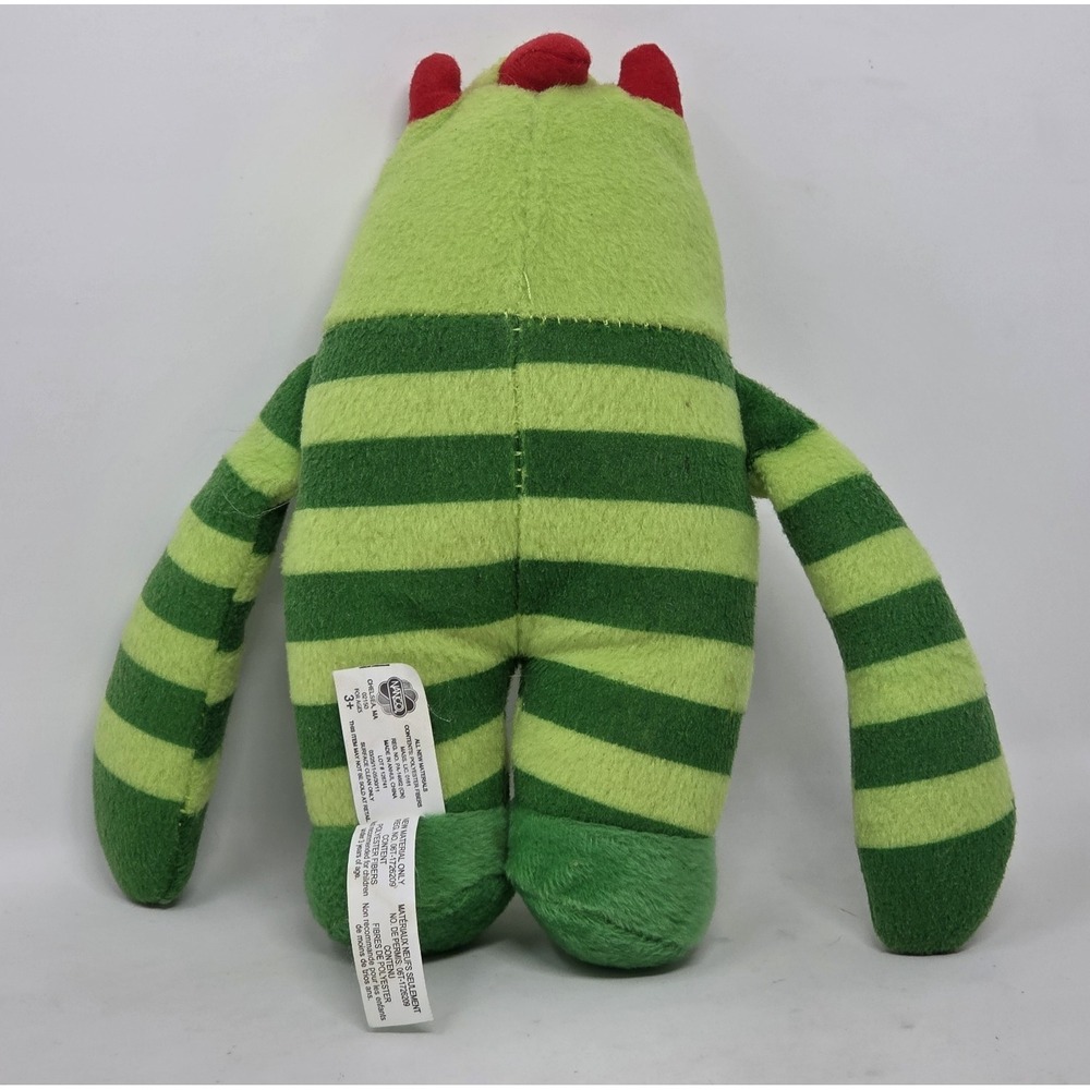 Yo Gabba Gabba Brobee Plush 2010 9" Stuffed Toy Green Striped - Picture 2 of 7